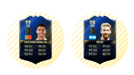 Карточки КРИШТИАНУ РОНАЛДУ и Лионеля МЕССИ.