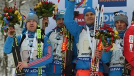 Среда. Рупольдинг. Члены сборной России (слева направо) Алексей ВОЛКОВ, Антон ШИПУЛИН, Матвей ЕЛИСЕЕВ и Антон БАБИКОВ.