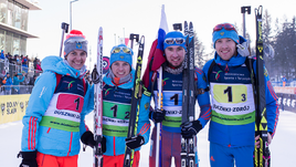 Сборная России выиграла смешанную эстафету на чемпионате Европы