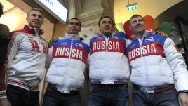 Олимпийские чемпионы Сочи-2014 Дмитрий ТРУНЕНКОВ, Алексей НЕГОДАЙЛО, Алексей ВОЕВОДА, Александр ЗУБКОВ.