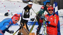 10 февраля. Хохфильцен. Антон БАБИКОВ, Мартен ФУРКАД и Евгений ГАРАНИЧЕВ.