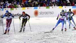 Сегодня. Лахти. Наталья МАТВЕЕВА (слева) - на дистанции.