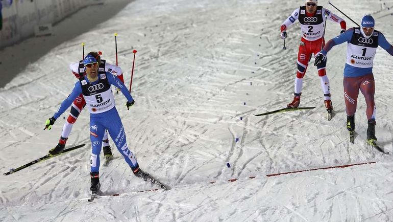 Сергей УСТЮГОВ (справа) финиширует после Федерико ПЕЛЛЕГРИНО (слева) в финале. Фото REUTERS Сергей УСТЮГОВ (справа) финиширует после Федерико ПЕЛЛЕГРИНО (слева) в финале. Фото REUTERS