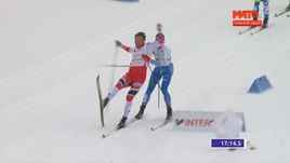 Столкновение норвежца Эмиля Иверсена и финна Иво Нисканена.