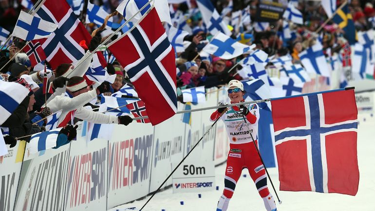 А победу в гонке праздновала Норвегия. Фото AFP А победу в гонке праздновала Норвегия. Фото AFP