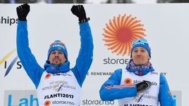 26 февраля. Лахти. Никита КРЮКОВ (справа) и Сергей УСТЮГОВ выиграли командный спринт на чемпионате мира в Лахти.