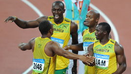 Чемпионы Олимпийских игр-2008 в эстафете 4х100 метров Майкл ФРЭЙТЕР, Усэйн БОЛТ, Асафа ПАУЭЛЛ и Неста КАРТЕР, позже лишенные золота из-за положительной допинг-пробы последнего.