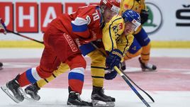 Сегодня. Стокгольм. Швеция - Россия - 4:3 ОТ. В борьбе Владимир ТКАЧЕВ (№70).