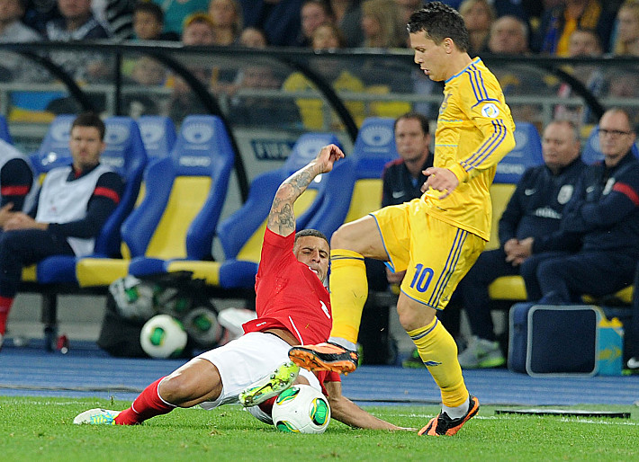 Евгений КОНОПЛЯНКА в игре за сборную УКРАИНЫ. Фото – Алексей ИВАНОВ,