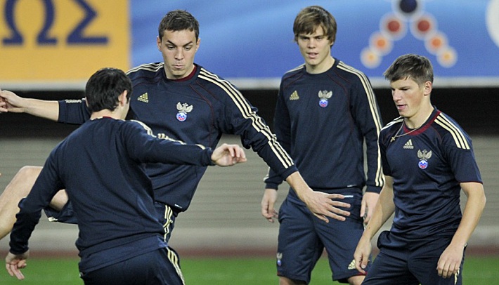 Алан ДЗАГОЕВ, Артем ДЗЮБА, Алексеандр КОКОРИН и Андрей АРШАВИН. Фото Алексей ИВАНОВ,