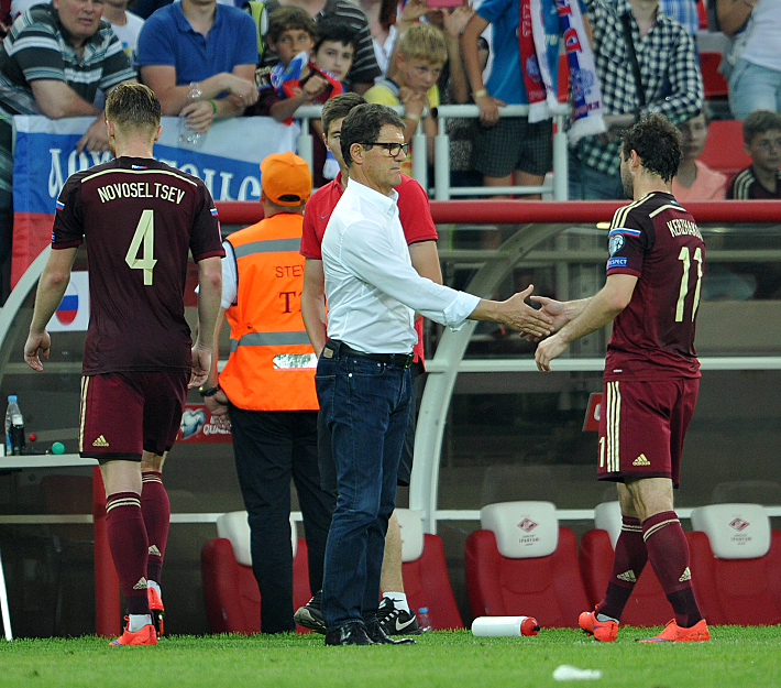 Иван НОВОСЕЛЬЦЕВ, Фабио КАПЕЛЛО и Александр КЕРЖАКОВ. Фото Александр ФЕДОРОВ,
