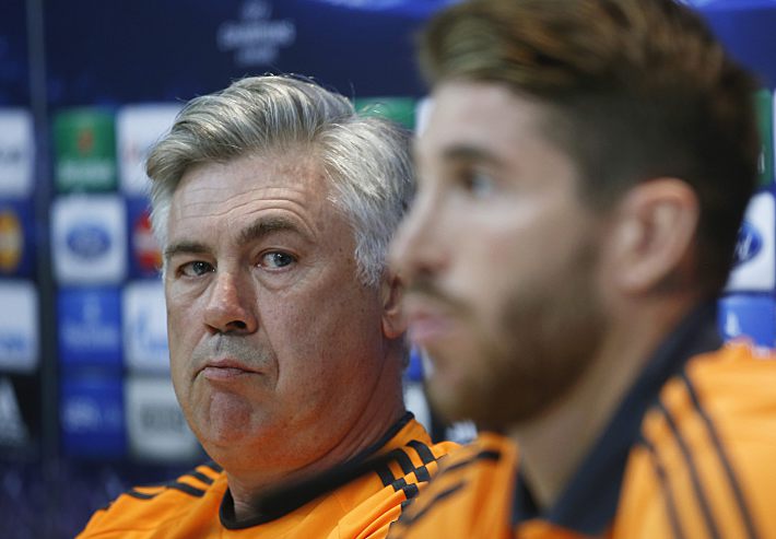 Карло АНЧЕЛОТТИ и Серхио РАМОС. Фото - AFP